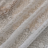 cheap Curtains &amp; Drapes-Lace Ruffled Kitchen Short Curtain Valance Vintage Floral Embroidered Short Sheer Cafe Curtain for Kitchen Window Rod Pocket Scalloped Bottom Beaded Sheer Valance1 Panel