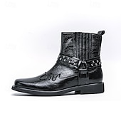 levne Biker Boots-Pánské Boty Motorkářské boty Chůze Vinobraní Na běžné nošení Bristké PU kůže Pohodlné Protiskluzové Teplý Kotníčkové Povaleč Elastická gumička Černá Hnědá Podzim Zima