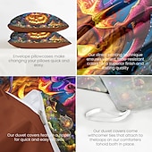 cheap Halloween Bedroom-Halloween Duvet Cover The glowing Pumpkin by Sarah Richter Bedding Set 3-Piece Comforter Cover Set with Zipper Closure, Soft and Lightweight, Holiday Bedroom Decoration