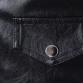 voordelige Nepleer jas-Voor heren Jas van imitatieleer Bikerjack Motorjas Vakantie Dagelijks Winddicht Houd Warm Zak Herfst Winter Effen Modieus Klassiek Revers Normaal Zwart Jacks