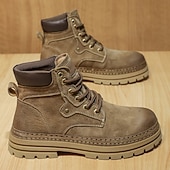 economico Stivali da lavoro-stivali da lavoro in pelle scamosciata color cuoio da uomo – stivaletti casual con lacci per l'escursionismo, il lavoro agricolo e l'uso quotidiano