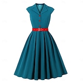 levne Šaty-Retro 50. léta Rockabilly Polední Šaty na šaty Flare šaty S páskem A-Linie Dámské Dovolená Maturita Retro tematická párty Dospělé Šaty Jaro léto