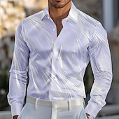 cheap Men&#039;s Satin Shirt-Men&#039;s Gradient Waves Satin Shirt Dress Shirt Long Sleeve Fashion Casual Vacation Dailywear Summer Spring Fall Turndown 3D Print Button Up Shirts Purple Khaki