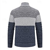 preiswerte Herren Strickjacke-Herren Strickjacke Kurzer Pullover Reißverschluss-Pullover Strickpullover Gerippt Stricken Normale Oberteile Patchwork Fleece Farbblock Stehkragen Mode Klassisch Urlaub Alltagskleidung Bekleidung