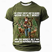 お買い得  メンズおもしろTシャツ-男性用ハンターグラフィックTシャツ - &quot;年を取っても狩りを止めるわけではない、止めた時に年を取る&quot;ショートスリーブアウトドアTシャツ