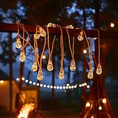 cheap LED String Lights-Solar Outdoor Camping Light Bulb Fairy String Light 8m 16LED Waterproof Wedding Party Atmosphere Landscape Light Home Garden Balcony Fence Tree Christmas Decoration