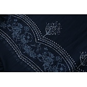 abordables Robes Bohémiennes-Femmes Robe Midi Robe bohème Robe occidentale Mode Classique Fête Sortir Week-end Coupe régulière Fleur manche longue Col en V Bleu de minuit Été