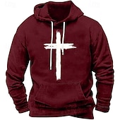 preiswerte 3D-Kapuzenpullis für Männer-Herren Kapuzensweatshirt Schwarz Weiß Rote Blau Braun Mit Kapuze Kreuz Tasche Druck Sport &amp; Outdoor Täglich Ferien Polyester Streetwear Basic Lässig Frühling Herbst Bekleidung Kapuzenpullover