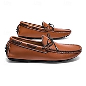 halpa Miesten loaferit ja nauhattomat kengät-Ruskeat mokkasiinit miehille – klassiset slip-on-kengät käsin ommelluilla yksityiskohdilla, sopivat sekä rentoon että juhlavaan käyttöön