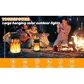billige Halloween utendørs-1 stk halloween jul utendørs solcelledrevet vanntett blinkende flamme håndholdt lykt 28 led-stråler gårdsplass hage plen sti anhengslampe hengende lys dekorativ lys landskapslys