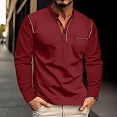 cheap Basic Sweatshirts-Men&#039;s Button Up Hoodie Wine Red Black White Army Green Navy Blue High Neck Plain Front Pocket Sports &amp; Outdoor Casual Daily Streetwear Cool Designer All Seasons Clothing Apparel Hoodies Sweatshirts