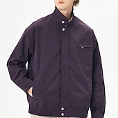 billiga Avslappnade jackor-Herr Lättviktsjacka Vardaglig jacka Semester Dagligen Vindtät jacka Ficka Vår Höst Slät Mode Klassisk Hög krage Normal Aprikos Svart Purpur Grön Kaki Jacka