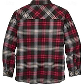economico camicie di flanella-Per uomo Plaid Camicia di flanella Sopracamicia Manica Lunga Camicia Collo ripiegato Streetwear Quotidiano Stampa Giallo Chiaro Rosso+Grigio+Nero Nero + grigio scuro + blu navy Blu Arancione Bottonato