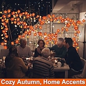 abordables Lumières d&#039;Halloween-Guirlande lumineuse d&#039;Halloween en forme de feuille d&#039;érable et de citrouille, alimentée par piles, décoration d&#039;intérieur et d&#039;extérieur à suspendre pour étagère, bureau, porche, Thanksgiving,