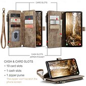 cheap Samsung Cases-Case with Wrist Strap CASEME C30 Samsung Series Zip Multi-Card Pouch PU Leather Case