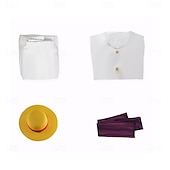 billiga Animekostymer-One Piece Monkey D. Luffy Solguden Luffy Animé Byxa Hattar Kläder Cosplay-kostymer Halloween Karnival Prestanda Topp Byxor Skärp Till Herr Pojkar Barn Vuxna
