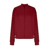 cheap Casual Jackets-Women&#039;s Casual Jacket Sport Jacket Textured Jackets Office / Career Daily Wear Going out Fall Regular Coat Stand Collar Regular Fit Warm Vintage Style Lady Casual Jacket Long Sleeve non-printing