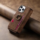 お買い得  iPhone用ケース-電話 ケース 用途 iPhone 16 Pro Max プラス iPhone 16 iPhone 16プラス iPhone 16プロ iPhone15 iPhone 15 Pro Max iPhone 15 14 Pro Max Plus iPhone 13 Pro Max ウォレットカードケース ジッパ－ キックスタンド カード挿入口 レトロ風 TPU ナイロン PUレザー