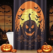 levne Halloween koupel-Halloweenský sprchový závěs s háčky, polyesterový, pratelný, voděodolný, vzorovaný, koupelnová vana, dekorace