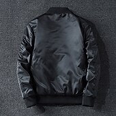 preiswerte Kunstlederjacke-Herren Kunstlederjacke Bomberjacke Bikerjacke Motorradjacke Urlaub Täglich Winddicht Warm Tasche Frühling Herbst Buchstabe Mode Klassisch Stehkragen Regulär Schwarz Armeegrün Dunkelblau Jacken