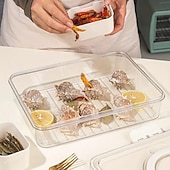 billige Kjøkkenutstyr og -redskap-Matoppbevaringsbrett med lokk og håndtak, snacksboks med flere rom for godteri, frukt, nøtter, bærbar rektangulær design, matkvalitetsmateriale, perfekt for fester, bryllup og bruk hele året