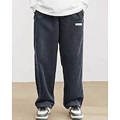 baratos calça casual-Homens Calças de Veludo Calças Calça casual Bolsos Cintura elástica Com Cordão Tecido Conforto Esportes Diário Moda Casual Preto Branco Micro-Elástica