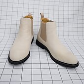 abordables Bottes de Chelsea-Bottines Chelsea blanches pour homme, idéales pour l&#039;automne et l&#039;hiver : élégantes et faciles à enfiler, idéales pour les professionnels urbains et les tenues décontractées élégantes.
