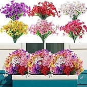 levne Umělé rostliny a květiny-12 kusů umělých květin slunečnic a fialek pro venkovní použití, UV odolné a neblednoucí, smíšené barvy, umělé květiny pro zahradu, svatbu, svátky, bytové dekorace, dekorace do závěsných košíků a na