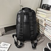 preiswerte College-Rucksäcke-Grauer Kunstlederrucksack für Herren – minimalistische Laptoptasche mit Reißverschlusstasche vorne für Schule, Arbeit und den täglichen Weg zur Arbeit