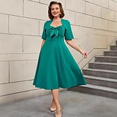 levne Šaty-Retro 50. léta Rockabilly Polední A-Line šaty Flare šaty Větší velikosti Hranatý Dámské Dovolená Maturita Párty a večer Dospělé Šaty Jaro léto