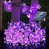 abordables Guirlandes lumineuses led-Guirlande lumineuse solaire en forme de cerisier, 12 m, 100 LED, luminaire décoratif d&#039;extérieur, idéal pour Noël, un mariage, une cour, un balcon ou une clôture, idéal pour Halloween