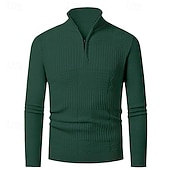 preiswerte Herrenpullover-Herren Pullover Pullover mit Viertelreißverschluss Strickpullover Zopfmuster Stricken Normale Oberteile Gestrickt Einfach Viertelreißverschluss Mode Lässig Urlaub Alltagskleidung Bekleidung Herbst