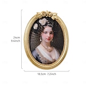 cheap Picture Frames-Gold 3D Rose Oval Decorative Photo Frame, European Style Elegant Gold Tabletop Frame, Warm Home Decor for Photo Display and Photography Props