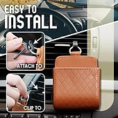economico deposito bagagli e viaggi-Cestino portaoggetti per bocchette di ventilazione per auto, organizer da appendere in pelle per telefono, sigarette, monete, carte, custodia multifunzionale per bocchette di ventilazione per auto,