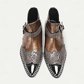 cheap Premium Leather Boots-Men&#039;s Brown Snakeskin Boots - Luxury High-Quality Cowhide Ankle Boots for Stylish Men - Perfect for Formal Events, Night Out and Fashion Shows