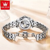 abordables Montres mécaniques-la nouvelle montre d&#039;affaires pour femme à cadran carré Olevs, étanche, affichage lumineux du jour du calendrier, montre mécanique entièrement automatique, montre-bracelet de sport pour femme à la