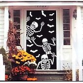 cheap Decals &amp; Stickers-4 Sheets Halloween Skeleton and Ghost Window Decals Wall Sticker, Spooky Skull Pumpkin Spider Door and Wall Clings for Halloween Party Home Window Decorations