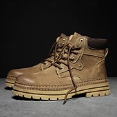 economico Stivali da lavoro-stivali da lavoro in pelle scamosciata color cuoio da uomo – stivaletti casual con lacci per l'escursionismo, il lavoro agricolo e l'uso quotidiano