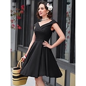 billiga Klänningar-Femtiotal Cocktail klänning Vintage klänning Klänningar Flare Klänning Över axeln Maskeradkläder Dam Maskerad Fest / afton Möhippa Vuxna Klänning Hemkomstklänningar