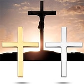 abordables Autocollants muraux-Lot de 4 autocollants en métal représentant une croix de Jésus-Christ, emblème en métal 3D pour voiture, moto, vélo électrique, décoration de logo arrière pour modification de véhicule