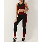 halpa Setit ja Yhdisteet-Naisten 2 osainen Jooga-collegepuku Lounge-asut Urheiluliivit saumattomat leggingsit Tilkkutäkki Väripalikka Liikunta-asut Järvensininen Armeijan vihreä Kuntosaliharjoitus Korka vyötärö Venyv