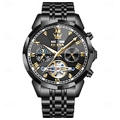 abordables Relojes mecánicos-OLEVS Hombre Relojes Mecánico Al Aire Libre Moda Reloj Casual Reloj de Muñeca Cuerda Automática Pantalla de fase lunar Luminoso Calendario perpetuo Acero Reloj