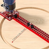 abordables Bricolage-Fraiseuse à bois multifonctionnelle 3 en 1 avec pince en aluminium - outil de coupe et de fraisage circulaire de précision avec support de rainure réglable, base rouge et rail en acrylique transparent