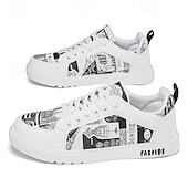 abordables Baskets-Homme Basket Marche Occasionnel Cuir PU Confortable Antidérapant Respirant À lacets Blanc + Noir Blanc / Jaune Rose / Blanc Été Printemps