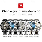 abordables Relojes mecánicos-OLEVS Hombre Relojes Mecánico Al Aire Libre Moda Reloj Casual Reloj de Muñeca Cuerda Automática Pantalla de fase lunar Luminoso Calendario perpetuo Acero Reloj