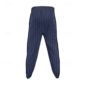 abordables Día festivo-Hombre Pantalones de lino y algodón Pantalones deportivos Pantalones de Deporte Persona que practica jogging Pantalones Bolsillo Cintura elástica Correa A Rayas Comodidad Deporte Diario Moda Casual