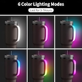 Недорогие Декоративные огни-6-цветная светодиодная подсветка ручки для стакана Stanley 40 унций/30 унций, удобная ручка для бутылки с водой для стакана Stanley, совместимая с аксессуарами для стакана Stanley 40 унций, подходит для использования на улице, на вечеринке, дома