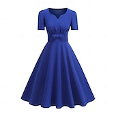 levne Šaty-Retro 50. léta Rockabilly Polední Koktejlky Houpací šaty Flare šaty Do V Maškarní kostým Dámské předvečer Všech svatých Karneval Dovolená Maturita Párty a večer Dospělí Šaty