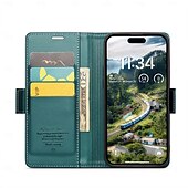 levne Pouzdra pro iPhone-telefon Carcasă Pro Apple AirTag iPhone 16 15 14 Pro Max Plus iPhone 16e Flip Cover Ochrana celého těla Stojánek Slot pro kartu TPU PU kůže