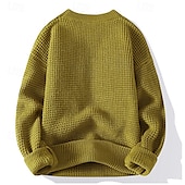 billige genser for menn-Herre Pullover genser Strikket genser Riflet Strikke Vanlige topper Strikket عادي Crew-hals Mote Grunnleggende Feriereise Dagligdagstøy Klær Høst Vinter Svart Hvit M L XL